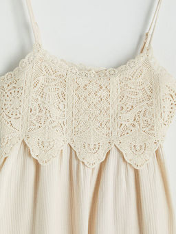 ?p Ask?l? Dantel Detayl? Poplin Elbise