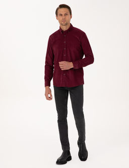 Bordo Regular Fit Uzun Kollu G_mlek