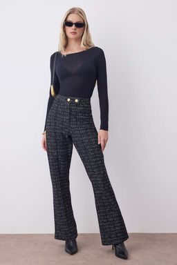 Siyah Tuvit Straigth/Duz Kesim Orme Pantolon TWOAW26PL00094