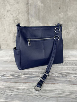 Женская кожаная сумка хобо 8919-9 Дарк Блу - Sergio valentini фото 4