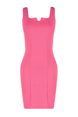 Fusya Fitilli Ask?l? Bodycone/Vucuda Oturan Esnek Orme Mini Kalem Elbise TWOSS24EL00589 - Trendyolmilla фото 6