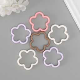 Цена за 6 шт. Бусина для творчества пластик Цветок, 4.2?4.2?0.6 см, МИКС