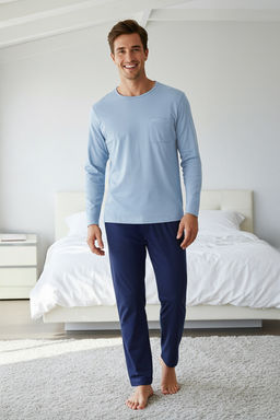 Indigo - Lacivert Regular Fit %100 Pamuk Orme Pijama Tak?m? TMNAW26PT00005 - Trendyolmilla фото 5