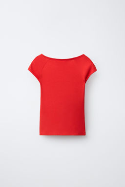 CAMISETA LISA CON MODAL / Rojo - Zara фото 2