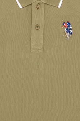 Футболка с воротником поло цвета хаки для мальчиков Basic - U.s. polo assn фото 3