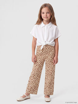 Wideleg Leopar Desenli K?z ?ocuk Pantolon