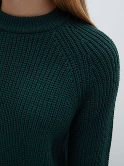 Bisiklet Yaka D?z Uzun Kollu Kad?n Triko Kazak