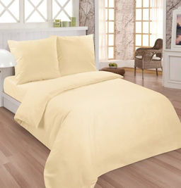 Постельное белье - Поплин Премиум Шампань (гладкокрашеный) Семейный (молния)