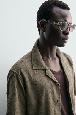 CAMISA RELAXED FIT JACQUARD TEXTURA / kaki-med - Zara фото 5