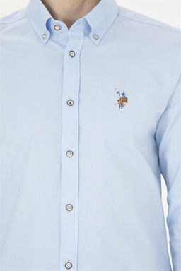 U. S. Polo Assn / Мужская голубая базовая рубашка с длинным рукавом - U.s. polo assn фото 7