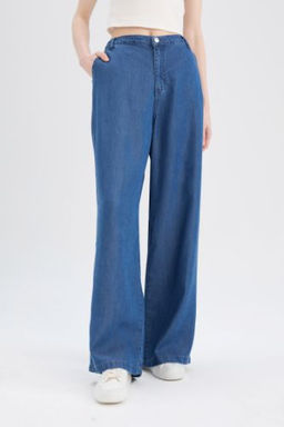 Pull On Wide Leg Yuksek Bel Uzun Yumusak Jean Y?kamal? Pantolon