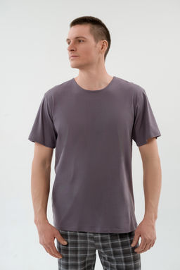 Пижама мужская из футболки с коротким рукавом и брюк из кулирки Генри асфальт - Амадэль фото 2