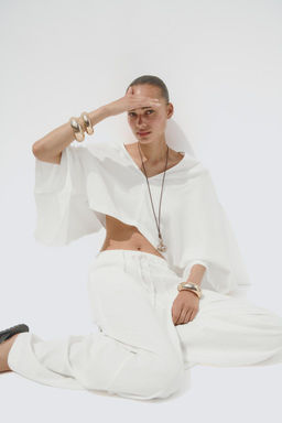 LINEN BLEND TROUSERS - Zara фото 6