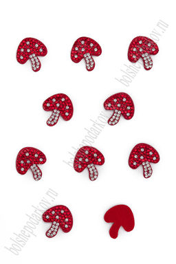 Патчи из фетра со стразами "Грибочек" 2,2*2,5 см (15 шт) SF-7699