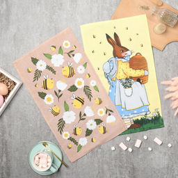 Набор кухонных полотенец «Доляна» Bee and bunny, 2 шт., 28×46 см, 100% хлопок, рогожка 160 г/м²