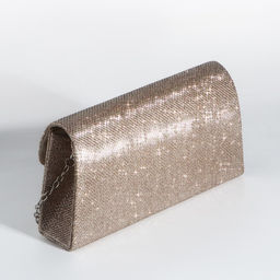 Сумка-клатч женская вечерняя на магните, на длинной цепочке, мерцающая, золотистая