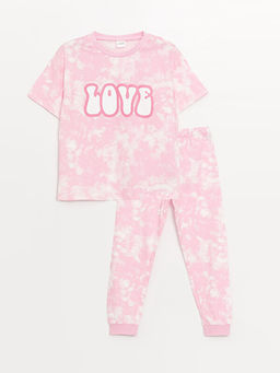 Bisiklet Yaka Bask?l? K?sa Kollu K?z ?ocuk Pijama Tak?m?