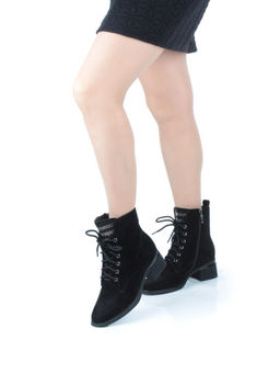 04-M3-H238 BLACK Ботинки зимние женские (натуральная замша, натуральный мех) - Фабричный китай фото 2