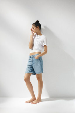 TRF MID-RISE DENIM BERMUDA SHORTS - Zara фото 13