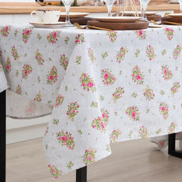 Скатерть Доляна Roses on linen 146х220 см, 100% хлопок, рогожка 164 г/м2  фото 2