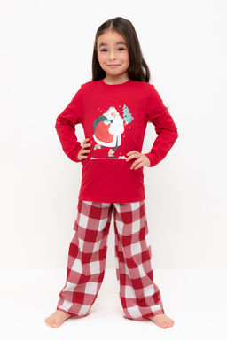 Crockid _ К 1619/насыщенно-красный,клетка виши пижама дет