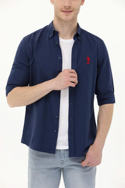 Мужская темно-синяя базовая рубашка с длинным рукавом Неожиданная скидка в корзине - U.s. polo assn фото 6