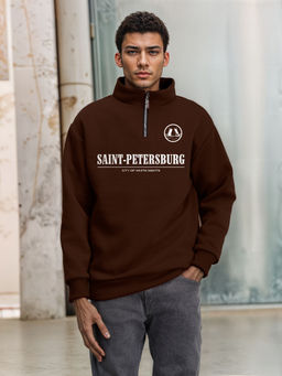 Толстовка мужская с зип-воротником "Saint Petersburg" коричневый