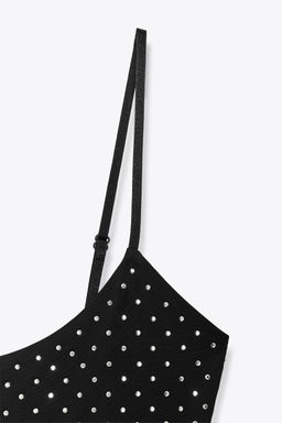 POLYAMIDE BODYSUIT WITH RHINESTONES - Zara фото 18