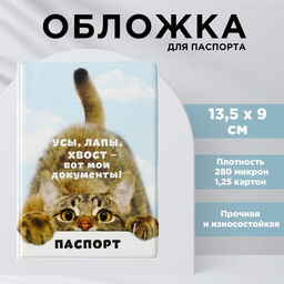 Обложка для паспорта Вот мои документы, ПВХ 280 мкм, эко-печать, картон 1,25 и подложка-пленка 280 мкм