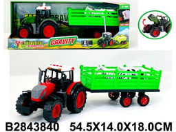 Трактор с прицепом инерционный + животные (2843840) свет, звук, откр. капот, в коробке 54,5*14*18см