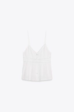 LACE-TRIMMED CHIFFON TOP - Zara фото 4
