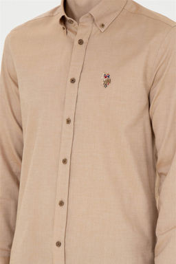 Мужская базовая рубашка кокосового цвета с длинным рукавом - U.s. polo assn фото 6