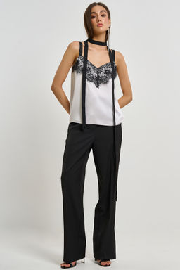 Топ на бретелях жемчужный