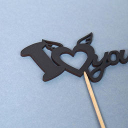 Цена за 10 шт. Топпер I Love you чёрный 10,1х5,3 см - Дарим красиво фото 2