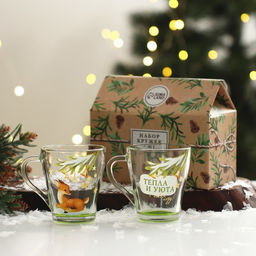 Кружки новогодние стеклянные Тепла и уюта!, 2 шт. по 300 мл