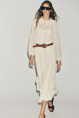 COTTON GAUZE DRESS WITH BELT - Zara фото 6