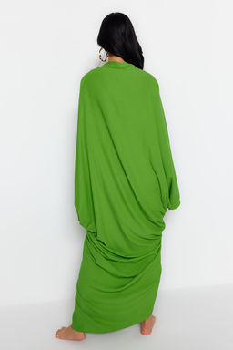 Haki Genis Kal?p Maxi Dokuma Buzgulu Plaj Elbisesi TBESS23EL00274