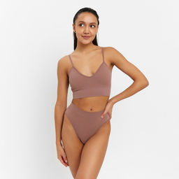 Комплект нижнего белья женский (топ, трусы) Collorista, цвет кофе, размер 42-44