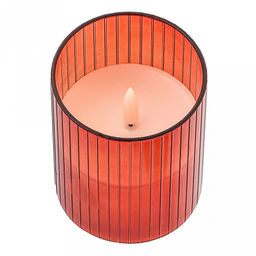 Свеча в цветной колбе, восковая, светодиодная на батарейках д7,5см h10см, свет теплый, с мерцанием, колба стекло, цвет терракотовый, питание от 2-х батареек АА (в комплект не входят), в коробке (Китай)