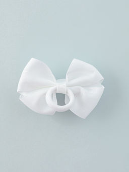 Цена за 6 шт. Бант для волос на резинке «Школьница», кружева, 9 см, белый