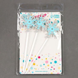 Цена за 3 шт. Топпер новогодний для торта Снежинки, 3 шт., голубой