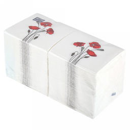 Салфетки бумажные Art Bouquet 20х20см, 2-х слойные, 250 штук в упаковке, 100% целлюлоза, Маки (Россия)  фото 4