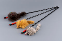 Игрушка-дразнилка для кошек Мышка на палочке 46см, в ассортименте 259338