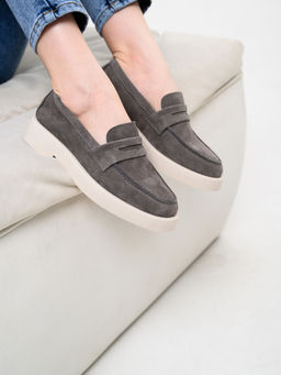 Лоферы туфли EDART 176.1593 be. Серый замок замша  фото 3