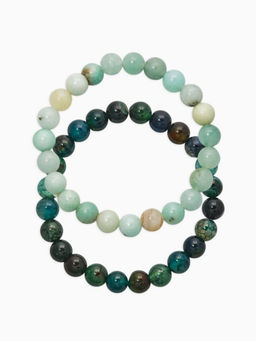 Набор браслетов 2шт шар №8 «Амазонит и Азурит»