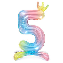 Воздушный шар фольгированный 32" «Цифра 5 с короной», на подставке