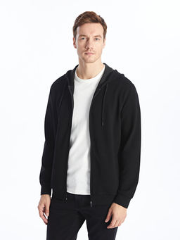Kap??onlu Uzun Kollu Erkek Fermuarl? Sweatshirt