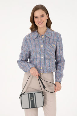 Женская серая сумка через плечо Неожиданная скидка в корзине