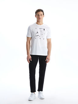 Bisiklet Yaka K?sa Kollu Bask?l? Penye Erkek Ti??rt - Waikiki фото 2