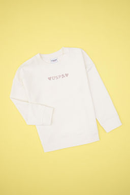 K_z _ocuk Krem Bisiklet Yaka Sweatshirt Sepette S_rpriz _ndirim